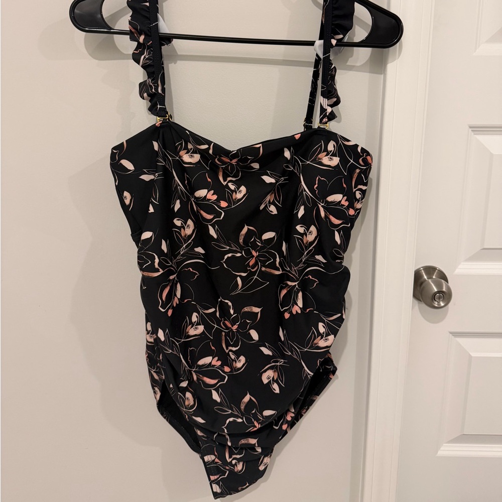 Pink blush maternity floral swim one piece size Medium